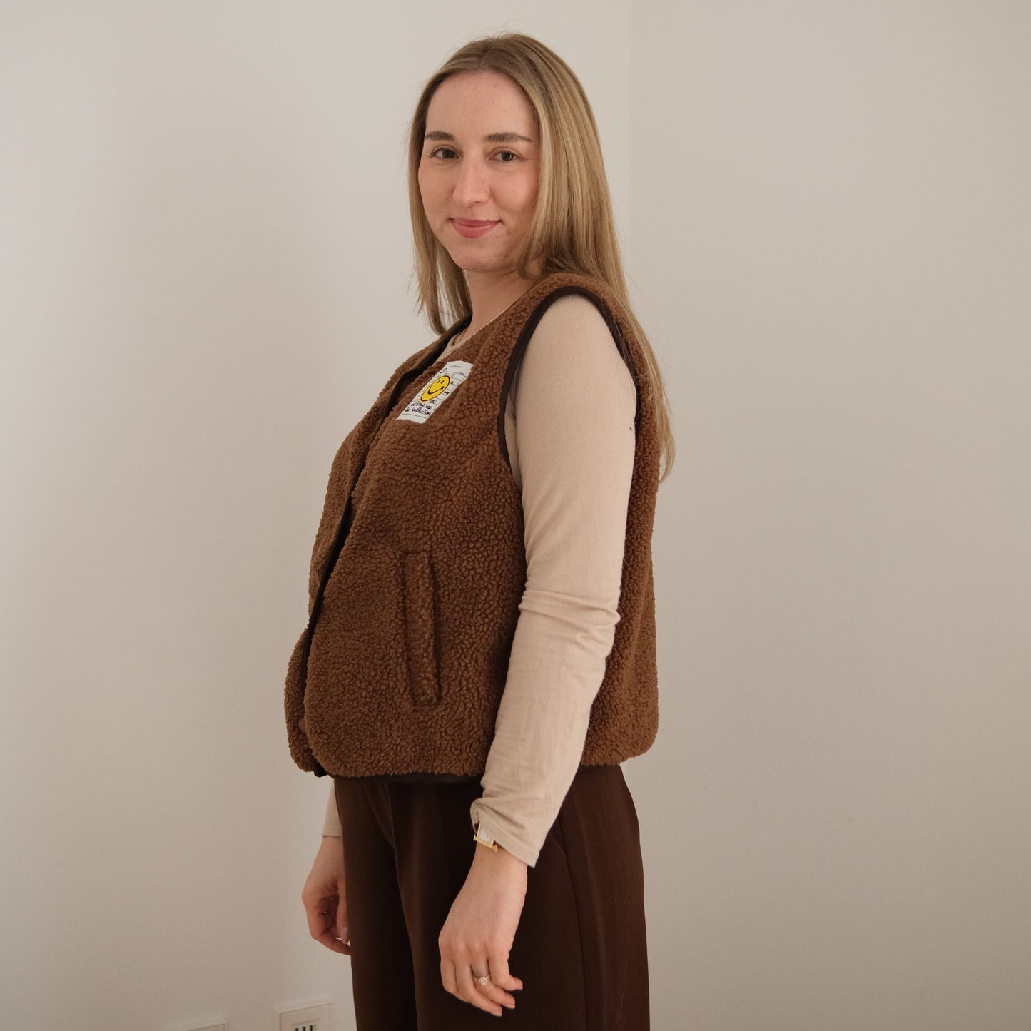 Weste, teddy, braun, stylish