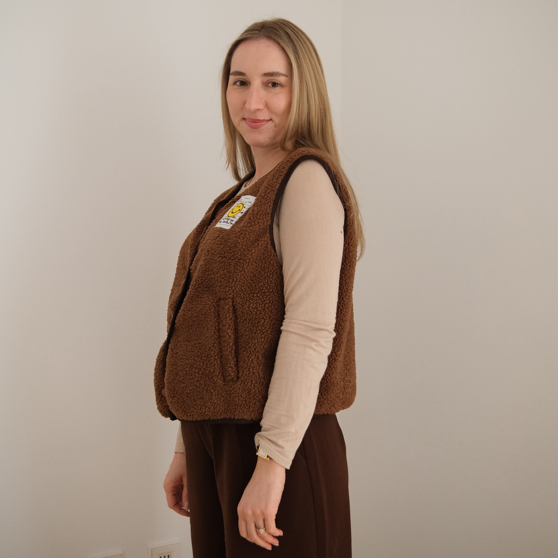 Weste, teddy, braun, stylish